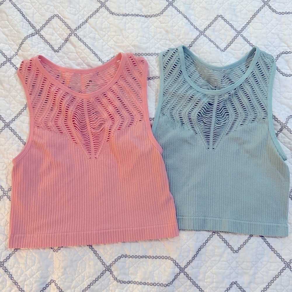 EUC Bralettes size small - rose gold/sage.